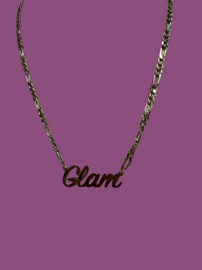 Jennifer Lopez Gold 'Glam' Script Name Necklace